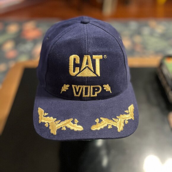 Caterpillar CAT VIP Hat Men’s Blue Strap Back Gold Scrambled Eggs Licensed - Picture 2 of 6